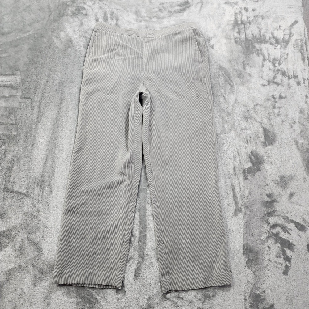 Vintage Alfred‎ Dunner Pants Womens 12 Gray Corduroy Pull On Straight Leg Preppy